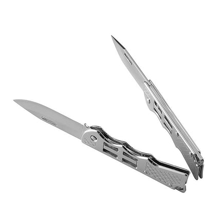 Outdoor Portable Fruit Mirror Light Knife Folding Stainless Steel Camping