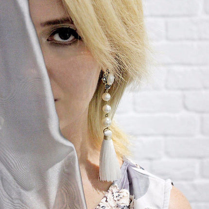 Fashion Pearls European And American Tassel Earrings