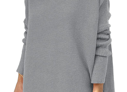 Turtleneck Sweater Mid Length Batwing Sleeve Slit Hem Tunic Pullover Sweaters Winter Tops Women Clothing