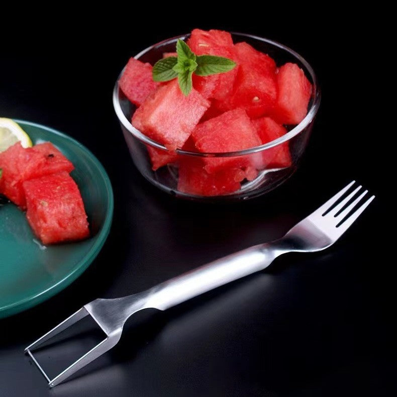 2 In 1 Watermelon Fork Slicer Multi-purpose Stainless Steel Watermelon Slicer