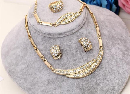 Women Cate Gold Bridal Jewelry Sets Rhinestone Pendan
