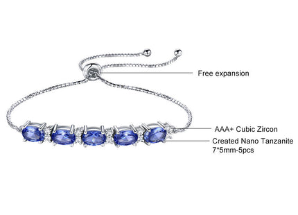 Bracelets For Women Gemstone Blue Topaz Adjustable Chain Link Bracelet Christmas Jewelry