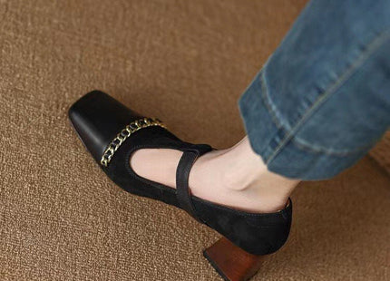 Retro Shallow Mouth Thick Single Shoes Female
