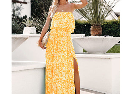Women's Floral Ruffle Wrap Long Dress