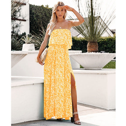 Women's Floral Ruffle Wrap Long Dress
