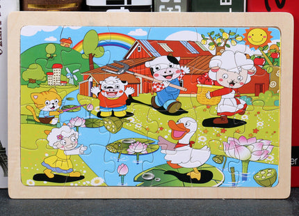 80PCS wooden educational toys educational development baby kids training toys children animal puzzle
