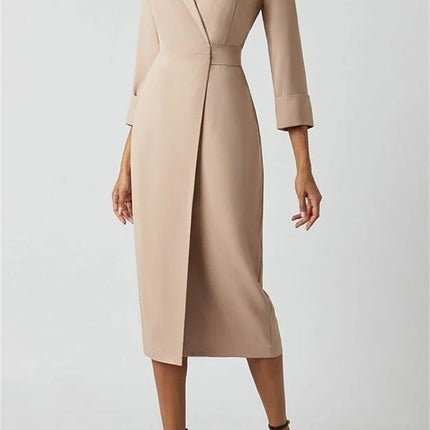 Elegant Intellectual Style Lapel Suit A- Line Dress Elegant Dress