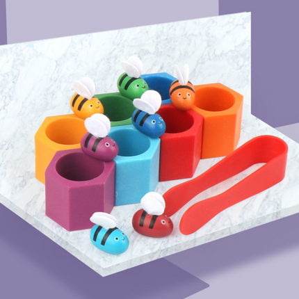 Wooden Toys Hive Board Games Children Early Education Clip Catch Bee Sensory Toys For Kids Hand-eye Coordination Game