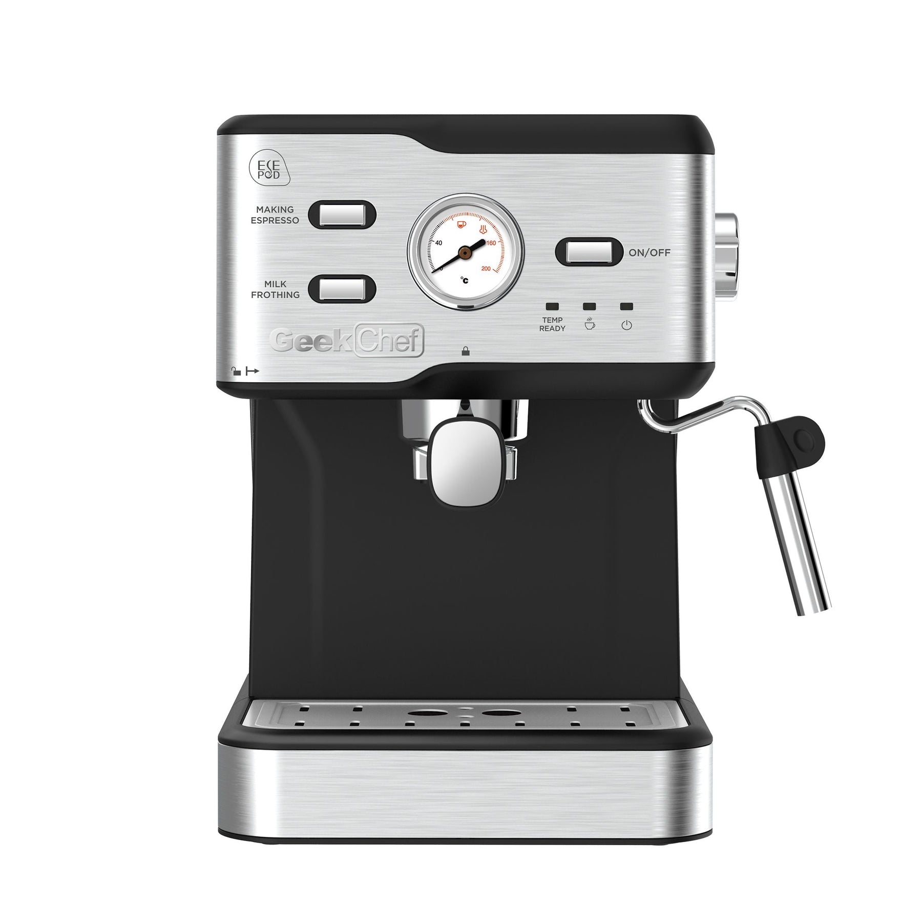20 Bar Professional Coffee Machine With Pod Filter, Milk Frother Steam Wand & Thermometer. 1.5L Water Tank