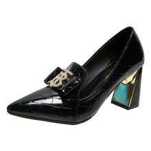 Pointed Rhinestone High Heels Female British Small Leather Shoes