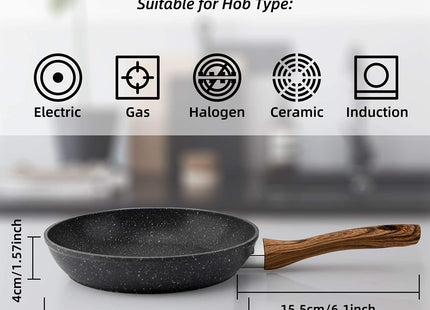 Egg Frying Pan Non Stick 20cm 8 Inch, Induction Wok For Steak Bacon Hot-Dog Burgers, Forged Aluminum Woks Nonstick Anti-Scratch Coating Anti-scalding Handle Design  Bann