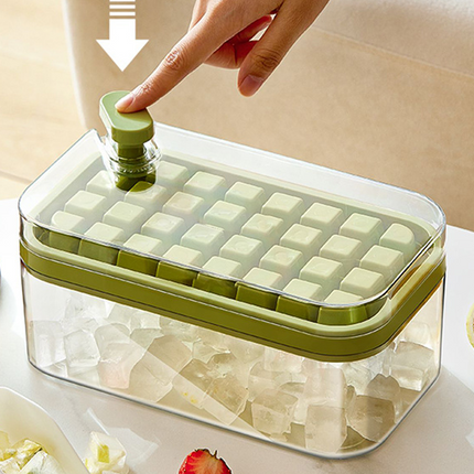 One-button Press Type - Ice Cube Maker Ice Tray Mold With Storage Box With Lid