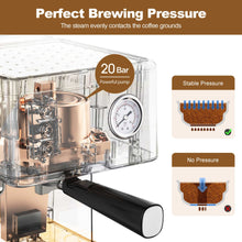 20 Bar Professional Coffee Machine With Pod Filter, Milk Frother Steam Wand & Thermometer. 1.5L Water Tank