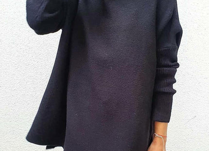 Turtleneck Sweater Mid Length Batwing Sleeve Slit Hem Tunic Pullover Sweaters Winter Tops Women Clothing
