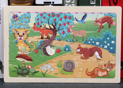 80PCS wooden educational toys educational development baby kids training toys children animal puzzle