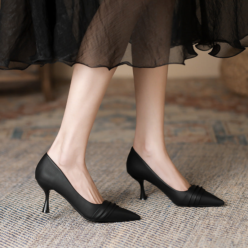 Zapatos planos plisados de boca baja para mujer