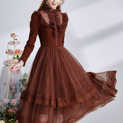 Elegant Long Sleeve Court Dress
