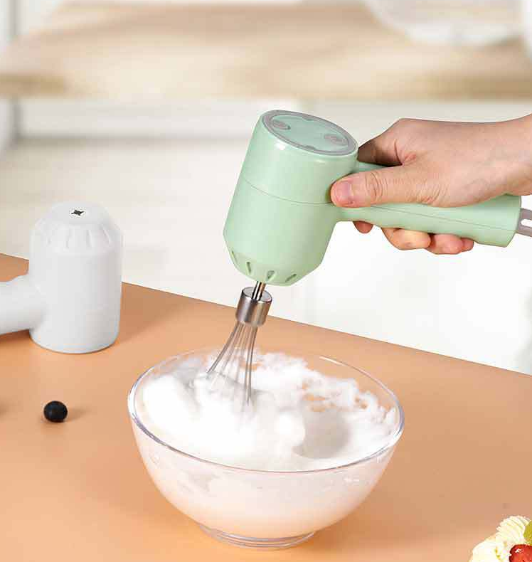 Batidora de huevos eléctrica inalámbrica portátil, mini batidora de mano USB recargable para alimentos, batidora de leche, 3 velocidades, batidora de crema para alimentos y pasteles.