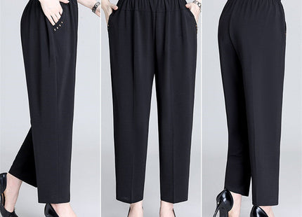 Loose Plus Fat Plus Size Middle-aged And Elderly Female Grandma Outfit High-waist Trousers