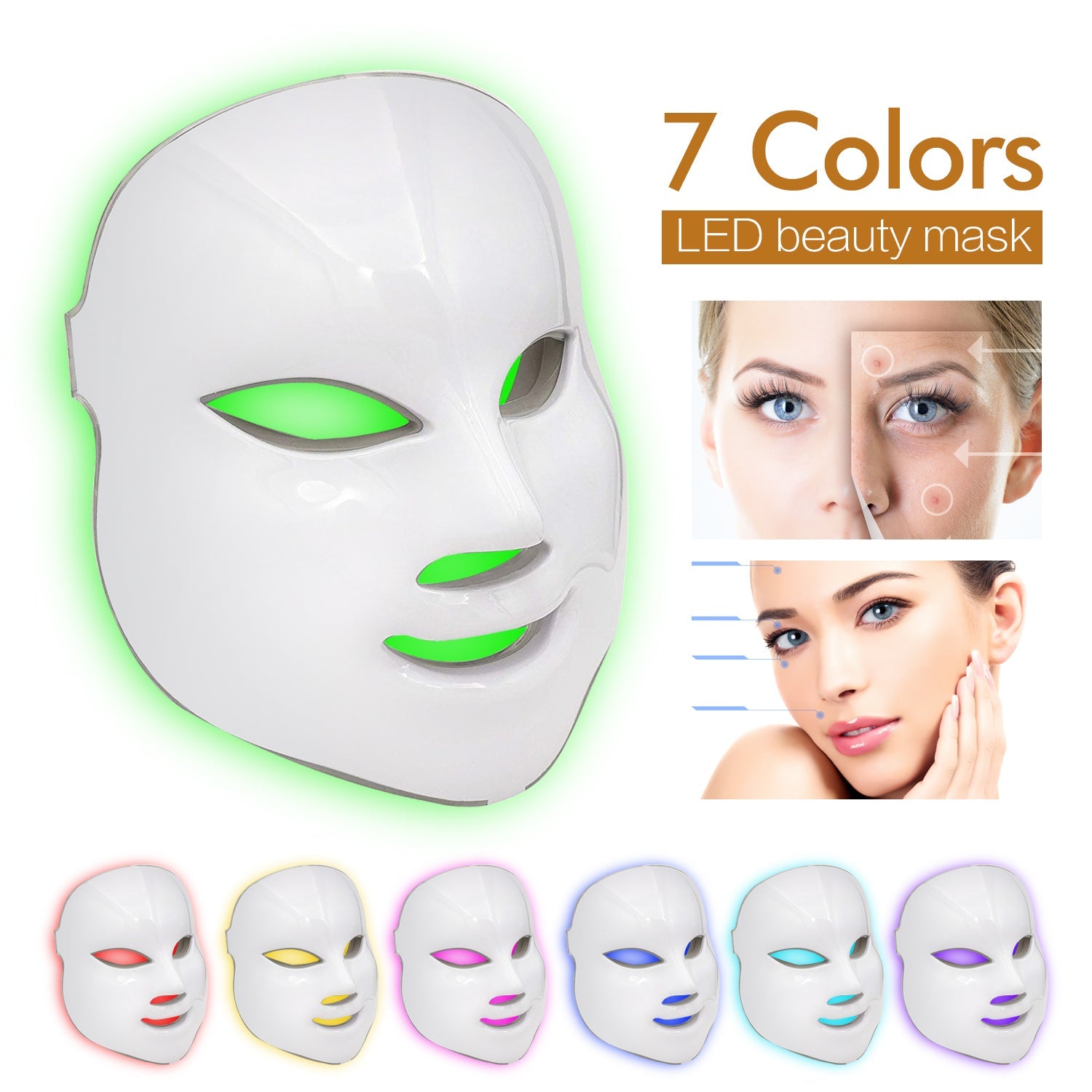 7 Colors LED Mask  LED Light Photon Face Mask
