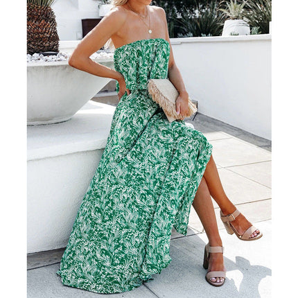Women's Floral Ruffle Wrap Long Dress